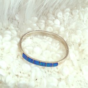 Turquoise and silver bracelet.